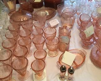 Beautiful Coral Depression Glass!  This is truly a beautiful grouping of pieces...even salt & peppers!