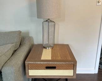Modern End Table, Mesh Lamp