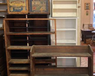 Lots of great vintage shelving and bookcases.