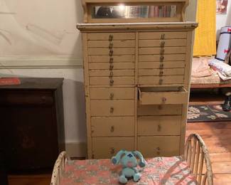 ANTIQUE DENTAL CABINET WITH ALL ORIGINAL PARTS.