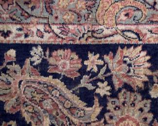Vintage wool rug about 10by10 feet. Worn in many spots but still a beauty> To be removed after sale is over,$100.00
