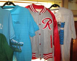 Vintage men's clothing including Rainier beer vintage 1978 baseball jacket