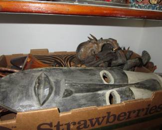 Carved African and Mexican masks