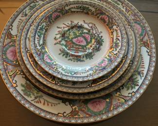 Chinese Vintage Antique Porcelain, Famille Rose, Gold Trim, Hand Painted, Floral, Guangcai