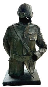 John Battenberg Captain Chase Metal Sculpture 

First in a series of three featuring WWI Flying Aces

Signed on the top front, measures about 40” h x 24” w 

Number 3/3