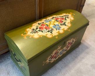 Hand painted cedar trunk from Germany