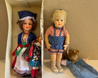 Vintage Gura Ulm Danube doll in original box, Vintage Steiff Rosl 35, Vintage puppet doll