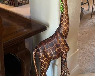 Wooden giraffe with baby