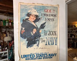 Us Navy Recruitment Vintage Poster 1900's