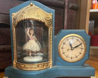 Vintage Ballerina Clock - 1950's Music box - light up circus - unusual vintage clock - works great -