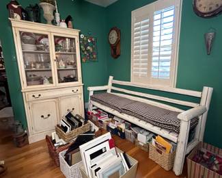 bench , picture frames