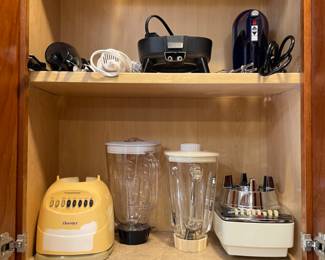 KitchenAid hand mixer, Osterizer blender, Sears solid-state blender, Food Network electric knife, Proctor Silex electric knife , small electric skillet
