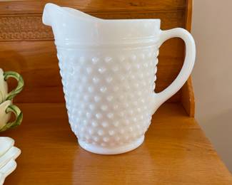 Hobnail milk glass pitcher 
