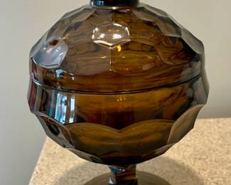 Imperial Glass Old Williamsburg Amber Candy Dish