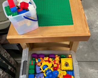 Duplo blocks and table