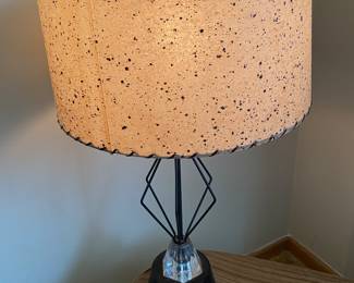 Mid Century Abstract Table Lamp ( Pair) with Original Fiberglass Shade