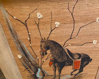 Mid Century Horse Painted on Burlap, ( its in the living room now!!)