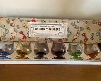 Mid Century 4 Ounce Brandy Inhalers Original Box, Napco