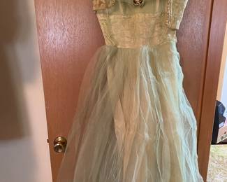 1950 Green Tulle Prom Dress with Bolero Jacket