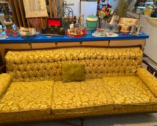Vintage Tufted Silk Brocade Sofa
