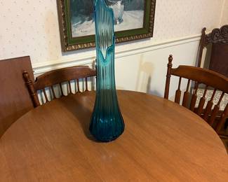 Vintage 22" tall Fabulous LE Smith Blue Swung Vase in very nice condition. Strong Color. and impressive size
