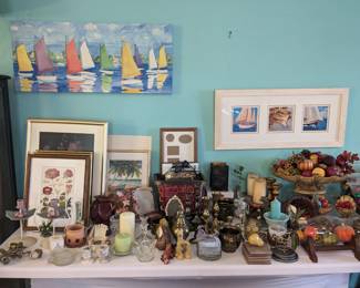 Wall art, frames, candles and home decor