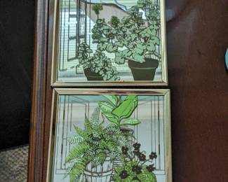 Plant paintings on mirrors