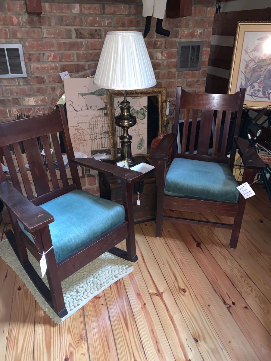Antique Mission Style Furniture--The Harden Line Chairs, Pair, Camden, NY, One Is A Rocker