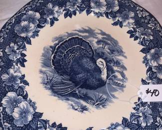 Turkey Plate Wedgwood England Blue