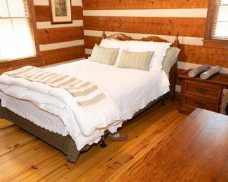 Beautiful Vintage Wood Bed and Matching Side Table