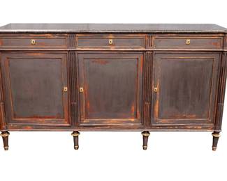 44 - French LXVI Granite Top Sideboard  27H x 68W x 19D
