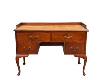 34 - English Leather Top Writing Desk  32H x 44W x 21D