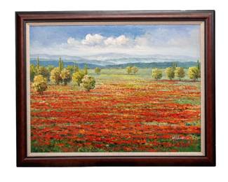43 - LARGE FRAMED LANDSCAPE OIL  SIGNED Abbott  60H x 56W