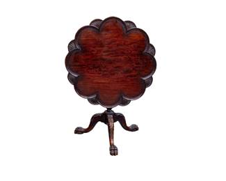 19 - English Mahogany Pie Crust Tilt Top Table  46H x 32W x 7D