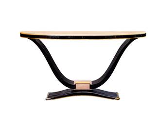 31 -  Black Lacquered Art Deco Style Console  34H x 63W x 13.75D