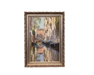 23 -  Signed Oil "Venice Canal"  28.5H x 20.5W