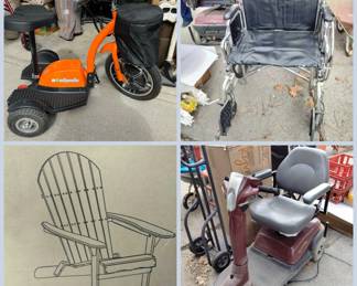 Electric scooter, Bike Scooter, Lawn furniture, Wheel Chair, 