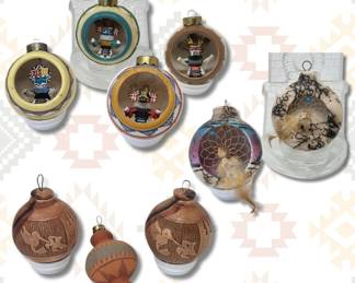 Authentic Signed Navajo Wood Pottery Ornaments  Dwayne Blackhorse