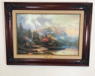 Framed Thomas Kinkade Painting End of a Perfect Day 3  COA