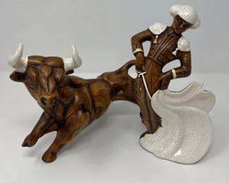 1960s Treasure Craft Ceramic Matador and Bull Figures