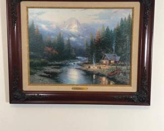 Framed Thomas Kinkade Print The End of a Perfect Day 2 COA