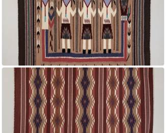Hand Woven Navajo Wool Rugs Yei  Southwest Pattern