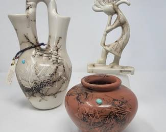 Authentic Horsehair Pottery Vases Figure  Vail  Jamison