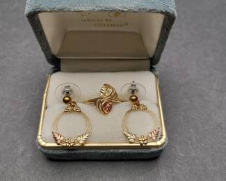 10k Black Hills Gold Ring and Earrings by Coleman Company