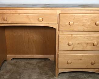 Four Drawer Blond Oak Desk