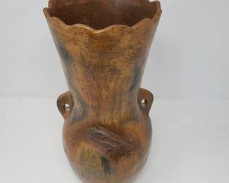 Authentic Navajo Original Tall Brown Corn Vase Signed J Addison