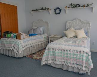 Pir of wicker twin beds