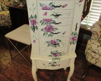 Painted jewelry armoire