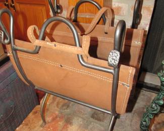 Leather & iron log holder