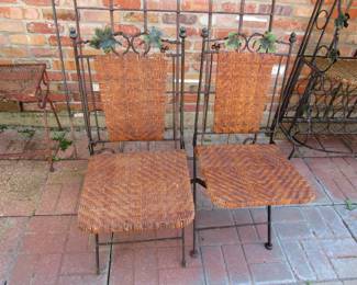 Wicker & iron folding chairs